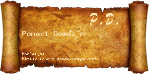 Ponert Domán névjegykártya